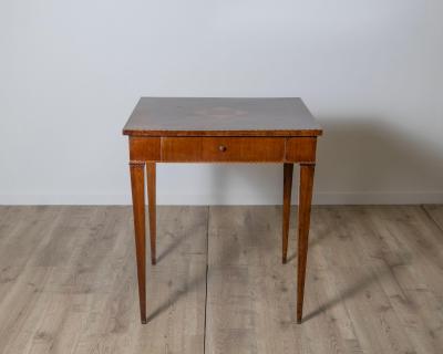 18th Century Tuscan Inlaid Game Table with Geometric Marquetry