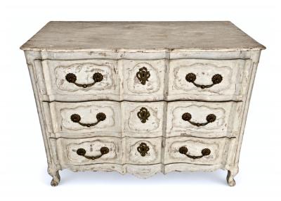 18th Century Vallee du Rhone Louis XV Painted Arbalette Commode