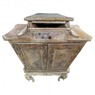 18th Century Venetian Baroque Silver Giltwood Cabinet