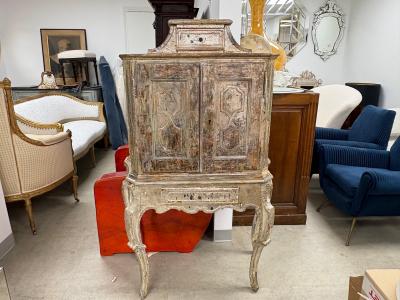 18th Century Venetian Baroque Silver Giltwood Cabinet