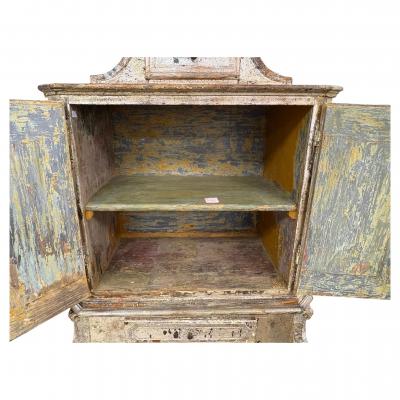18th Century Venetian Baroque Silver Giltwood Cabinet