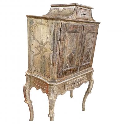 18th Century Venetian Baroque Silver Giltwood Cabinet