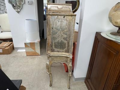 18th Century Venetian Baroque Silver Giltwood Cabinet