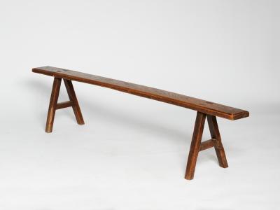 18th Century Welsh Oak Plank Bench with Splayed A Frame Supports 77 Long