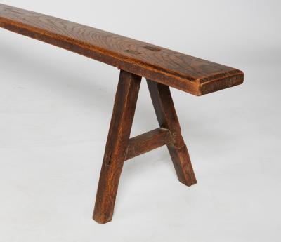 18th Century Welsh Oak Plank Bench with Splayed A Frame Supports 77 Long