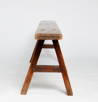 18th Century Welsh Oak Plank Bench with Splayed A Frame Supports 77 Long