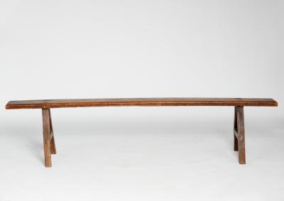 18th Century Welsh Oak Plank Bench with Splayed A Frame Supports 77 Long