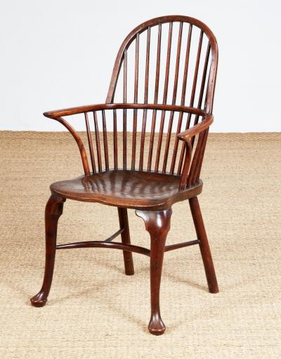 18th Century Yew Wood Cabriole Leg Windsor Chair