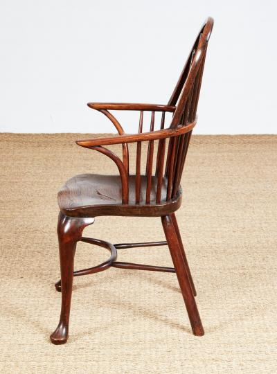 18th Century Yew Wood Cabriole Leg Windsor Chair