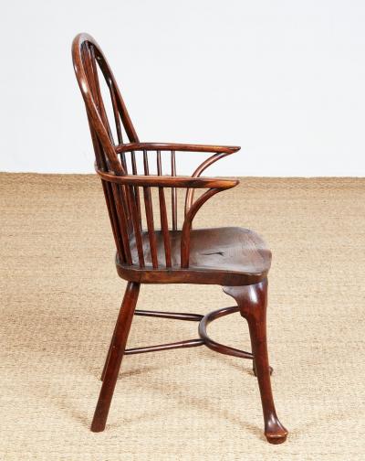 18th Century Yew Wood Cabriole Leg Windsor Chair