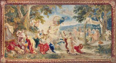 18th Century monumental antique tapestry from Brussels Wedding of Psych 