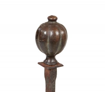 18th c Bronze and Iron Andirons