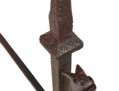 18th c Bronze and Iron Andirons