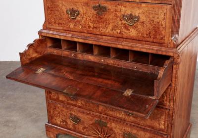 18th c Burled Walnut Chest on Chest