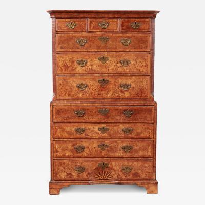 18th c Burled Walnut Chest on Chest