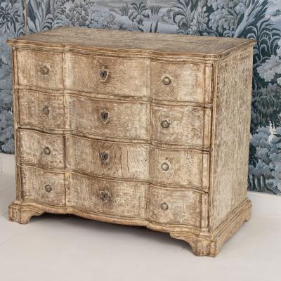 18th c Danish Baroque Arbal te Shaped Commode in Original Patina