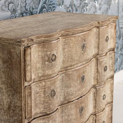 18th c Danish Baroque Arbal te Shaped Commode in Original Patina