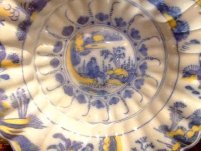 18th c Dutch Delft Lobed Sweetmeat Dish