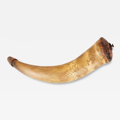 18th c Engraved Powder Horn