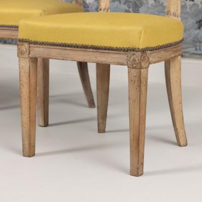 18th c French Directoire Period Set of Six Bleached Beechwood Chairs