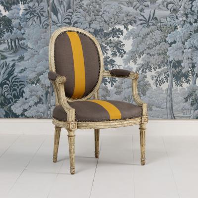 18th c French Louis XVI Period Fauteuil Armchair in Original Paint