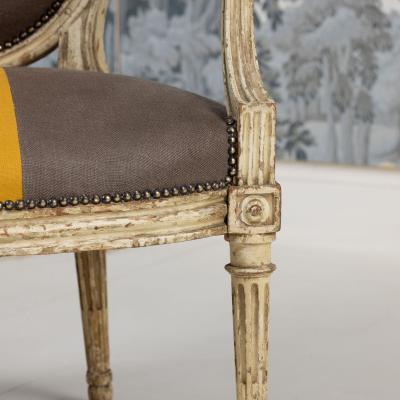 18th c French Louis XVI Period Fauteuil Armchair in Original Paint