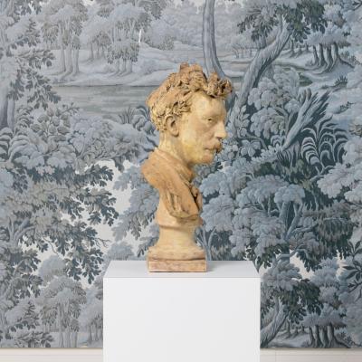 18th c French Signed Terracotta Bust of an Artist