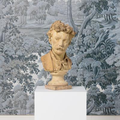 18th c French Signed Terracotta Bust of an Artist