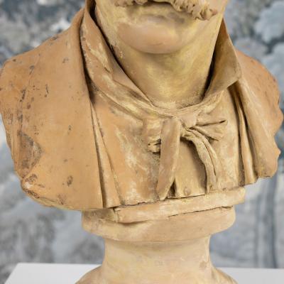 18th c French Signed Terracotta Bust of an Artist