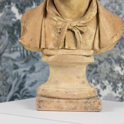 18th c French Signed Terracotta Bust of an Artist