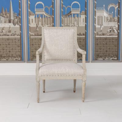 18th c German Louis XVI Period Beech Wood Armchair in Original Paint
