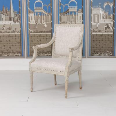 18th c German Louis XVI Period Beech Wood Armchair in Original Paint