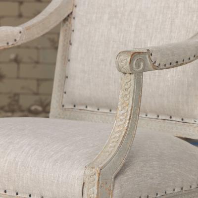 18th c German Louis XVI Period Beech Wood Armchair in Original Paint