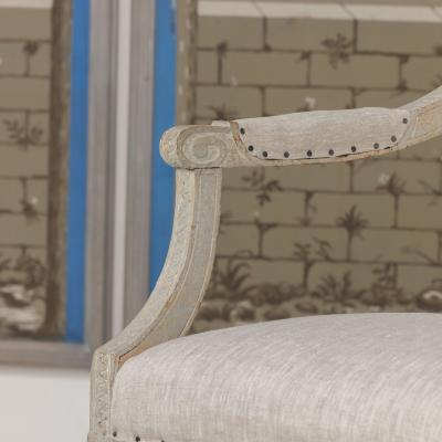 18th c German Louis XVI Period Beech Wood Armchair in Original Paint