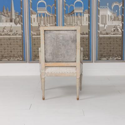 18th c German Louis XVI Period Beech Wood Armchair in Original Paint