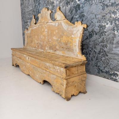 18th c Italian Baroque Cassapanca Storage Bench in Original Paint