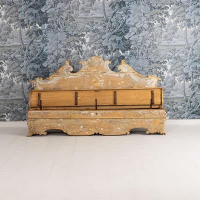 18th c Italian Baroque Cassapanca Storage Bench in Original Paint