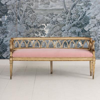 18th c Italian Neoclassical Sphinx Sofa in Original Paint and Giltwood