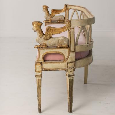 18th c Italian Neoclassical Sphinx Sofa in Original Paint and Giltwood