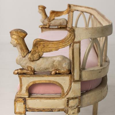 18th c Italian Neoclassical Sphinx Sofa in Original Paint and Giltwood