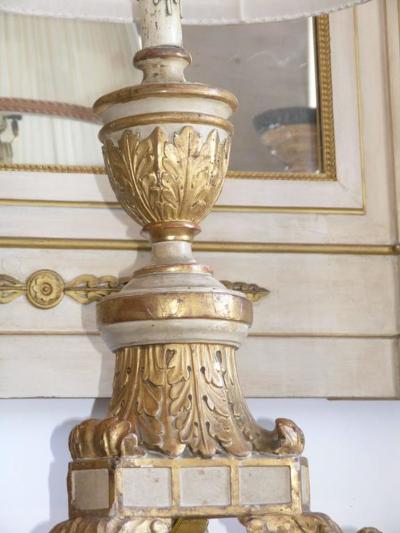 18th c Italian Painted and Parcel Gilt Table Lamp