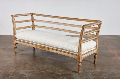 18th c Italian Settee with Damask Cushion