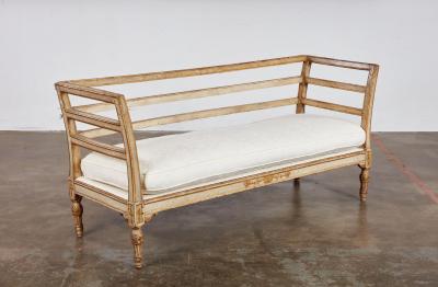 18th c Italian Settee with Damask Cushion