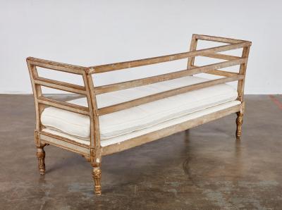 18th c Italian Settee with Damask Cushion