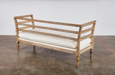 18th c Italian Settee with Damask Cushion