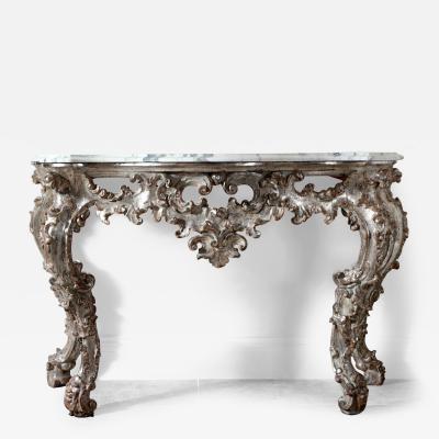 18th c Italian Silver Leaf Console with Arabescato Marble Top