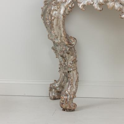 18th c Italian Silver Leaf Console with Arabescato Marble Top