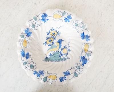 18th c Lobed Bluebird Dish