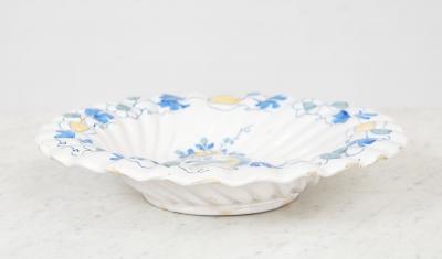 18th c Lobed Bluebird Dish