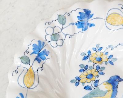 18th c Lobed Bluebird Dish
